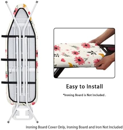 Red Floral Ironing Board Cover Soft Fabric Cover - Image 4