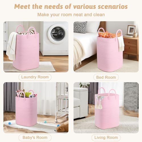 Artfeel Laundry Basket, Woven Cotton Rope Laundry Hamper, 100L Versatile Storage - Image 5