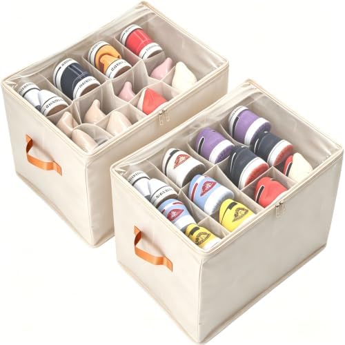 Shoe Organizer for Closet, 2 Pack Shoe Organizer by LIKMYPICK