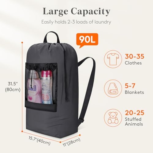 Lifewit Laundry Bag Backpack Travel - Image 2