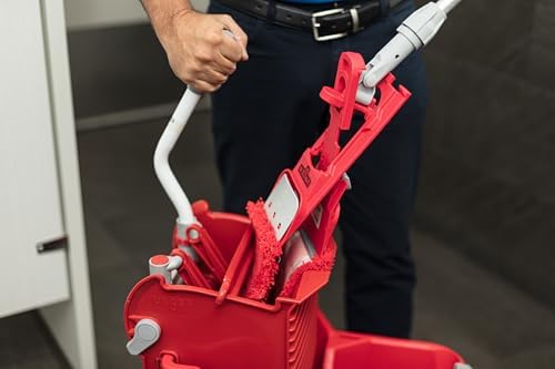 UNGER Commercial Red Restroom Dual-Compartment Mop Bucket w/Wringer COMBR - Image 6