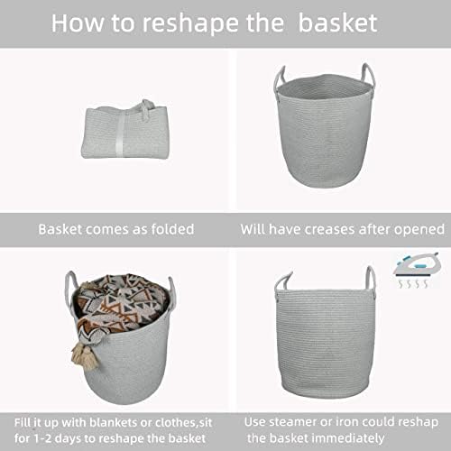 XUANGUO Cotton Rope Laundry Basket Hamper - Image 6
