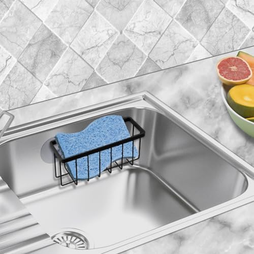 SHFKS Sponge Holder for Kitchen Sink Suction, Dish Sponge Holder-Black - Image 6