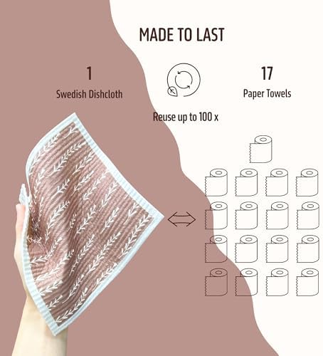 Swedish Dishcloths for Kitchen, 5 Pack Reusable Paper Towels Washable, Super - Image 4