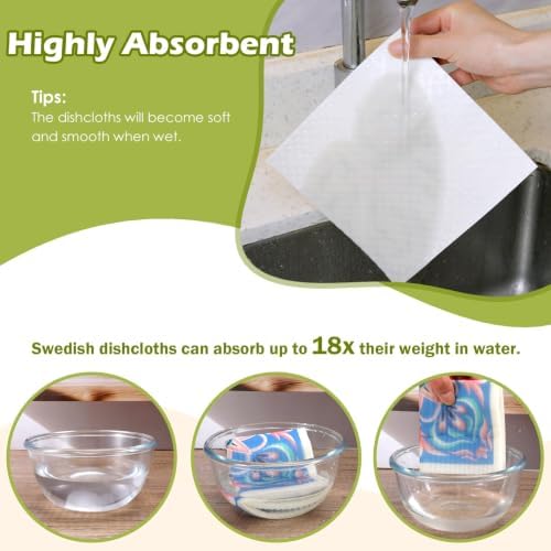 6 Pcs Swedish Paper Cloths for Kitchen, Reusable Paper Towels Washable - Image 4