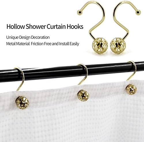 MitoVilla Gold Metal Shower Curtain Hooks Rings, Bling Yellow Shower Hooks - Image 3