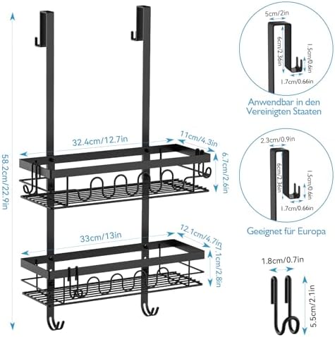 Over the Door Shower Caddy Hanging, Rustproof Hanging Shower Organizer - Image 2