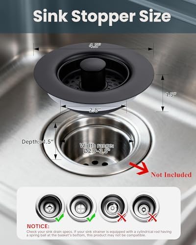 ARCORA Kitchen Sink Drain Strainer: Stainless Steel 3 in 1 Sink Stopper - Image 6