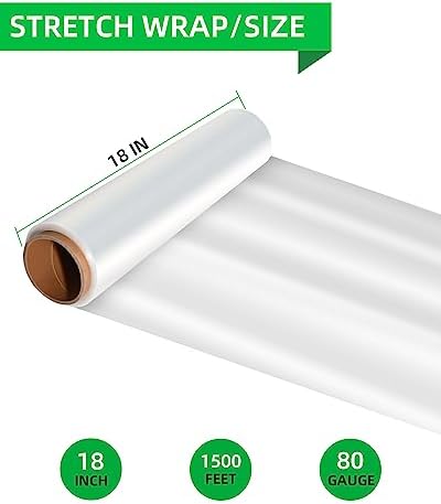 Shrink Wrap Rolls, Stretch Wrap 18in x 1500ft 4 Pack, Heavy Duty Pallet Wrap - Image 3