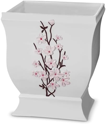Creative Scents Vanda White Trash Can 1.48 Gal / 5.6L by CreativeScents