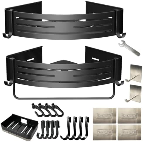 Black Adhesive Triangle Shower Caddy by PHXGrove