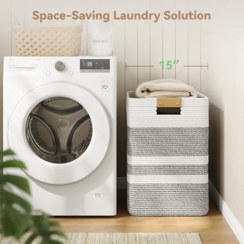 Nunsino 90L Laundry Basket, Cotton Rope Laundry Hamper - Image 3