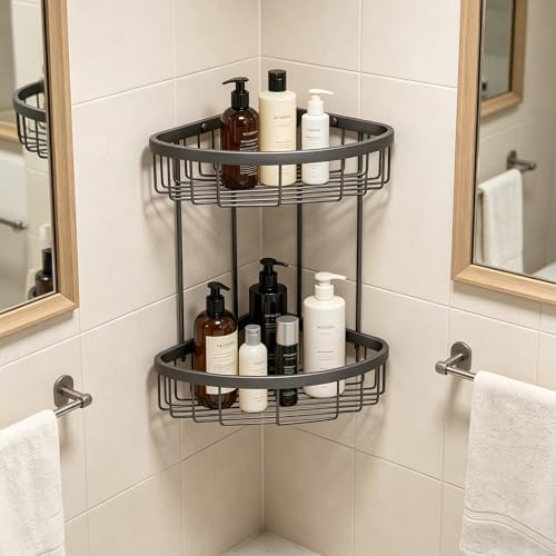 Corner Shower Caddy, 201 Stainless Steel Bathroom Shelf Organizer, Wall Mounted by Midodor