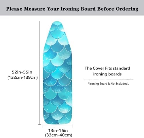Mermaid Thick Padding Ironing Board Covers Durable Stain Resistant Hook and - Image 5