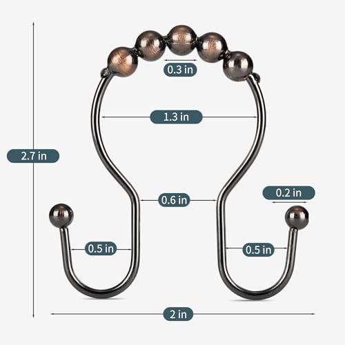 Shower Curtain Hooks, OEH Shower Curtain Rings, Bronze Shower Curtain Hooks - Image 7