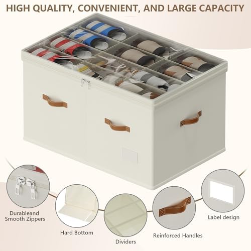 Vincona Shoe Organizer for Closet, 2 Pack Foldable Shoe Storage Bins - Image 5