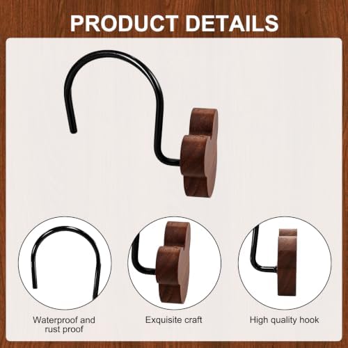 12-Piece Wood Mouse Shower Curtain Hooks - Image 3