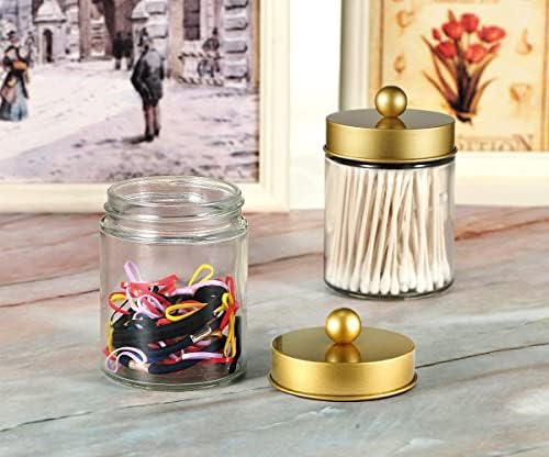 Amolliar Apothecary Jar Bathroom Storage Qtip Holder Glass - Image 6