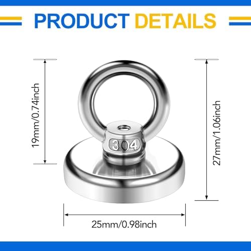 DIYMAG Magnetic Hooks with Countersunk Hole Eyebolt 60LBS 20Pack - Image 2