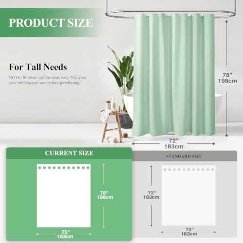 Dynamene Long Waffle Shower Curtain 256 GSM Heavy Fabric 72x78 Mint Green - Image 2