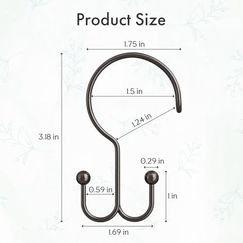 Bathway Bronze Shower Curtain Hooks Ring, Rust Proof Metal Shower Hooks - Image 6
