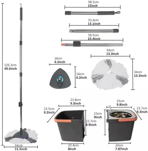 360° Rotating Spin Mop and Foldable Bucket Set, Dual Clean & Dirty Water System - Image 2