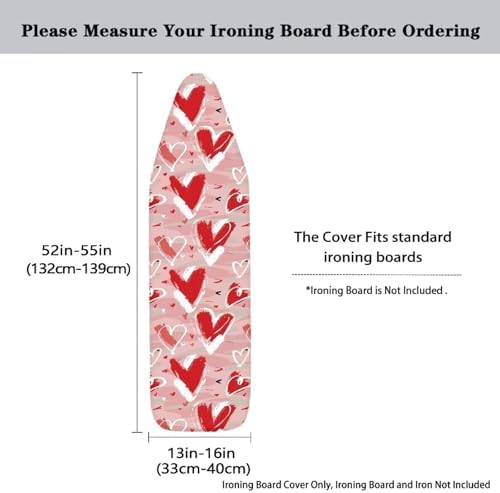Pink Love Heart Ironing Board Cover, Soft Valentine's Day Heart Ironing Boards - Image 5