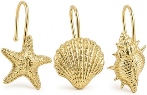 Metal Seashell Shower Curtain Hooks, Rust-Resistant Hooks by GNUEYART