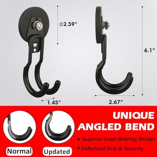 MUTUACTOR Upgraded Magnetic Hooks Heavy Duty, 20lbs 2PCS Magnetic Mounting - Image 2
