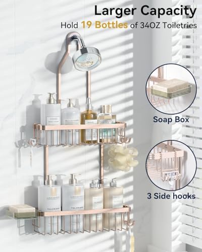 YASONIC Never Rust Shower Caddy Hanging, Aluminum Shower Racks - Image 3