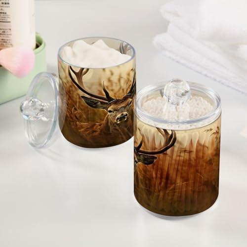 4 Pack Apothecary Jars Bathroom Antler Deer Qtip Holder Dispenser Clear Plastic - Image 5