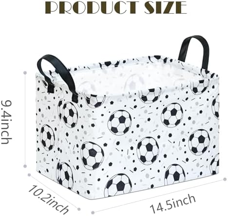 Kids Storage Basket with Soccer Print, 14.5" x 10.2" x 9.1", Waterproof with - Image 2