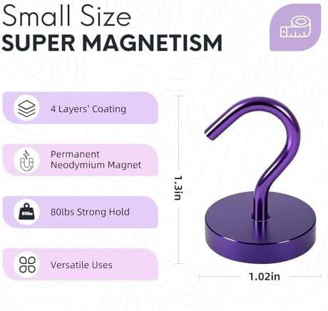 Neosmuk Magnetic Hooks Large Opening, 80lb+ Cruise Hooks, 6 Pack - Image 6