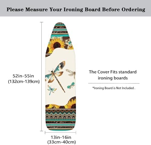 GLENLCWE Tribal Stripe Ironing Board Cover, Hippie Dragonfly Sunflower Iron - Image 5