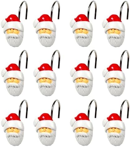 Two Fish Home Fashions Set of 12 Decorative Christmas Tree Resin Shower Curtain - Image 6
