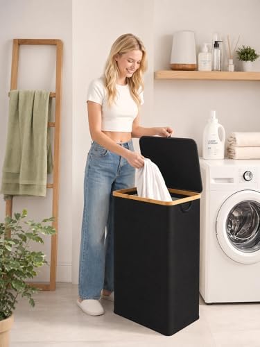 IEGrow Laundry Hamper with Lid, 110L Laundry Basket with 2 Mesh Bags - Image 6