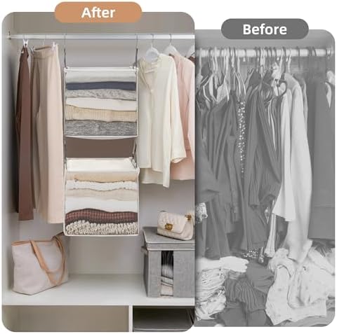 STORAGE MANIAC 2-Tier Hanging Closet Organizer, Fabric Storage Baskets - Image 3