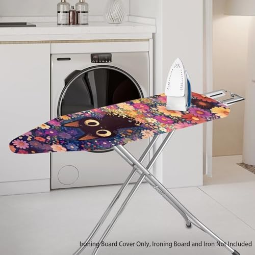 Flowers and Cat Ironing Board Cover, Stretch Scorch Resistant Padding Elastic - Image 2
