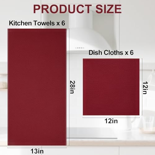 Homaxy 12 Pack 100% Cotton Kitchen Towels and Dishcloths Set - Image 4