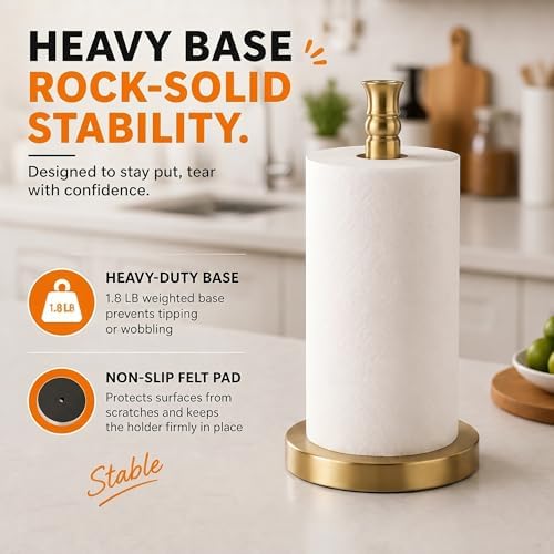 Paper Towel Holder, Stainless Steel Heavy Base, Paper Towel Holder Countertop - Image 6