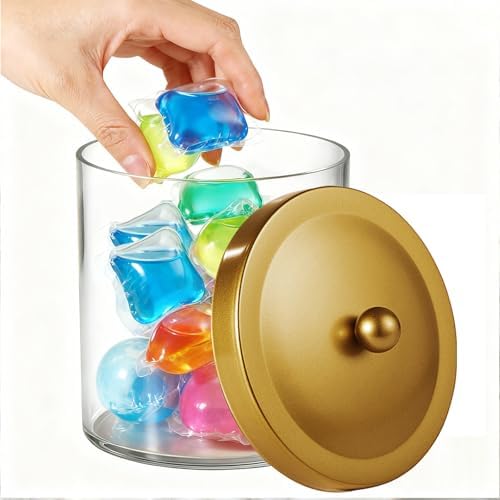 50 Oz Laundry Pods Container Clear Container w/Stainless Steel Lid - Image 6