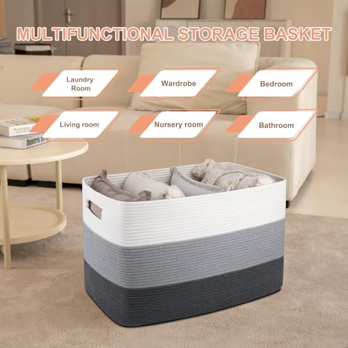 OIAHOMY 108L Extra Large Blanket Basket Dog Toy Basket radient Dark Grey - Image 6