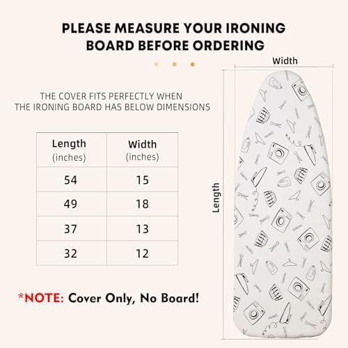 Seiritex Wide Ironing Board Cover and Pad 18 x 49 inch Heat Reflective - Image 5