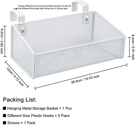 Bedside Caddy Hanging Storage Basket Beside Shelf Metal Organizer - Image 2