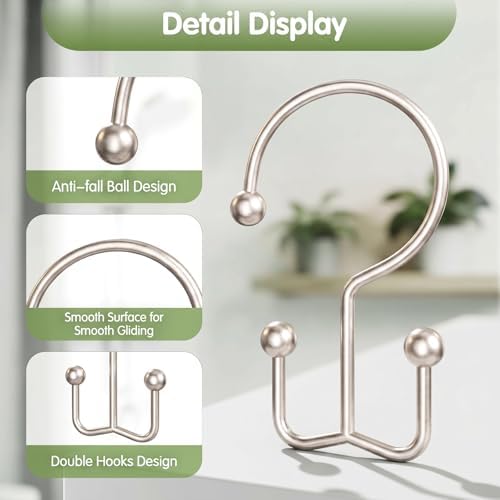OEH Shower Curtain Hooks, Metal Shower Curtain Rings, Decorative Shower Curtain - Image 4