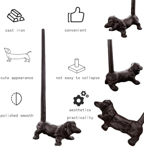 Dog Paper Towel Holder 12'' Cast Iron Paper Towel Holder Funny Toilet Paper - Image 3