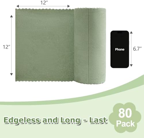 Jessy Home 80 Pack Microfiber Cleaning Cloth Roll Reusable Paper Towels 12"x12" - Image 2
