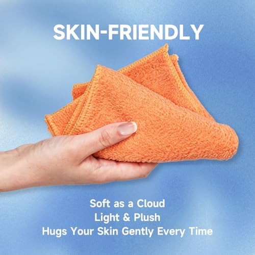 TEAWOO Coral Velvet Orange Washcloths 12 Pack, Highly Absorbent and Soft - Image 4