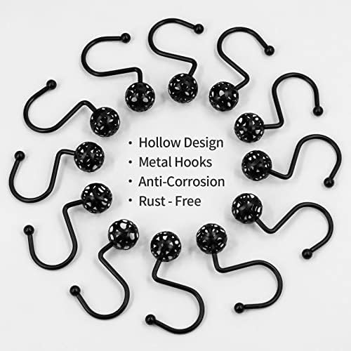 MitoVilla Black Shower Curtain Hooks Rings, Metal Shower Hooks - Image 4
