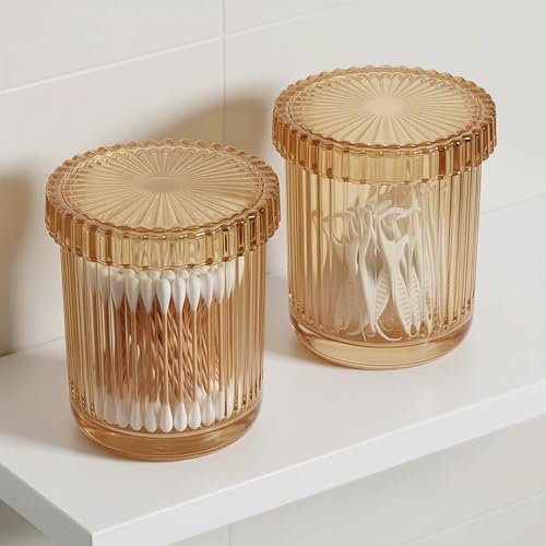rejomiik 2 Pack Thick Glass Qtip Holder Apothecary Jars - Image 4